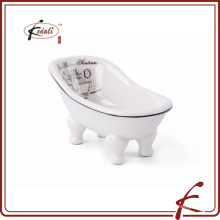 decal decorate ceramic bathtub shaped soap dish with drain hole